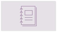 Line drawing icon of a spiral bound report