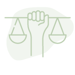 Line drawing of a justice scale representing equality
